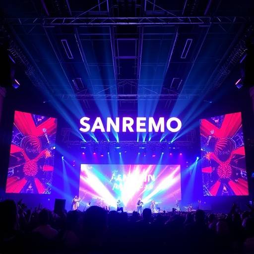 Il palco del Teatro Ariston durante la finale del Festival di Sanremo.